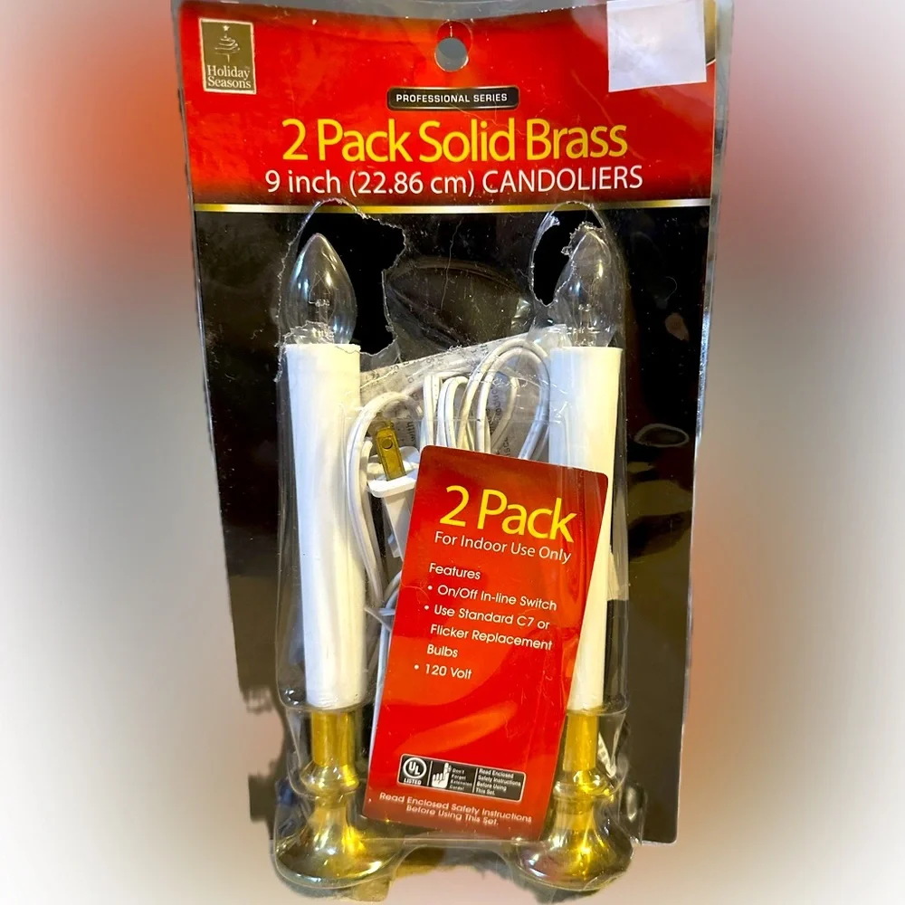 SOLID BRASS BASE 2 PACK 9” CANDOLIERS WHITE WEDDING ROMANTIC CANDLE ENGAGEMENT